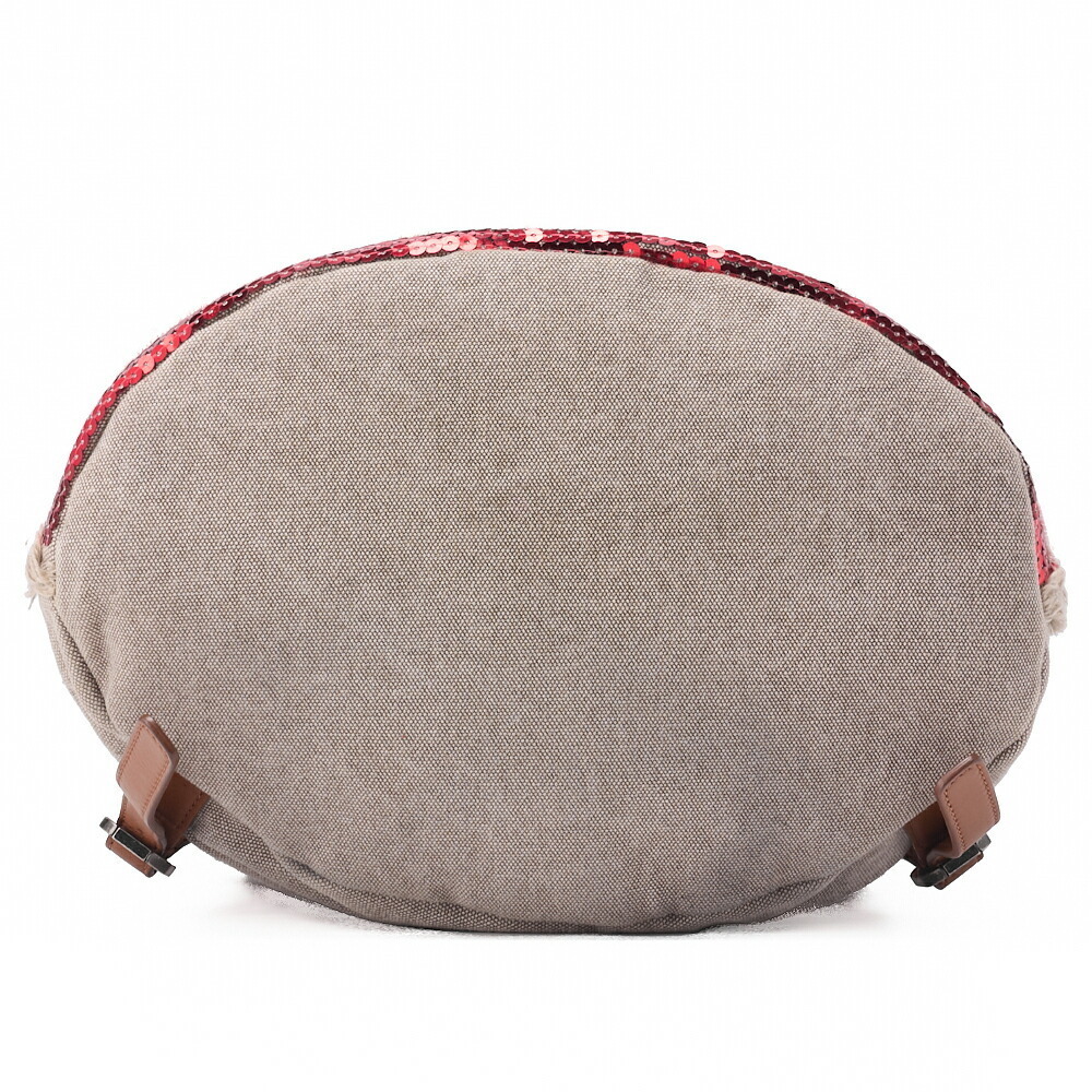 Chanel Coco Charm Sequin Drawstring Backpack Red … - image 6